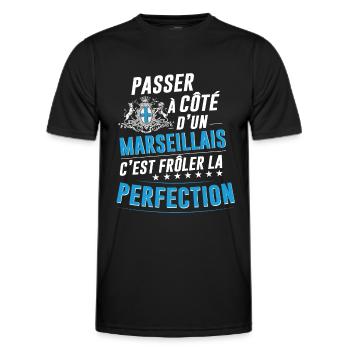 Le marseillais parfait - idée cadeau humour - T-shirt sport Homme - noir - Devant - AI Model Male 178 dark (178cm)