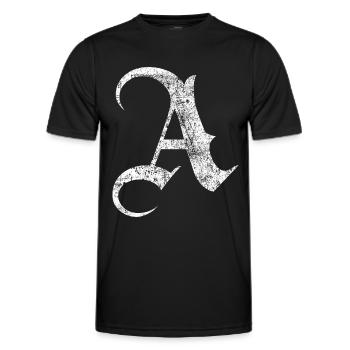 Tshirt alphabet initial A - Men's Functional T-Shirt - black - Front - AI Model Male 178 dark (178cm)