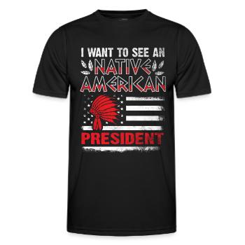 Ich möchte einen indianischen Präsidenten sehen - Männer Funktions-T-Shirt - Schwarz - Vorne - AI Model Male 178 dark (178cm)