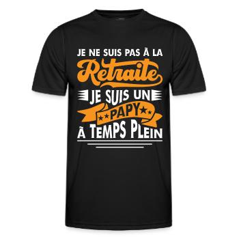 Papy Retraité Cadeau Grand Père Humour Retraite - T-shirt sport Homme - noir - Devant - AI Model Male 178 dark (178cm)