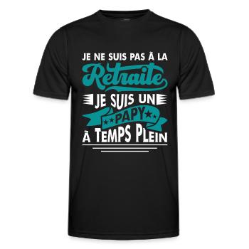 Papy Retraité Cadeau Grand Père Humour Retraite - T-shirt sport Homme - noir - Devant - AI Model Male 178 dark (178cm)