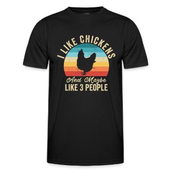 I like The Chickens Humor Farmer Gift - Men's Functional T-Shirt - black - Front - AI Model Male 178 dark (178cm)