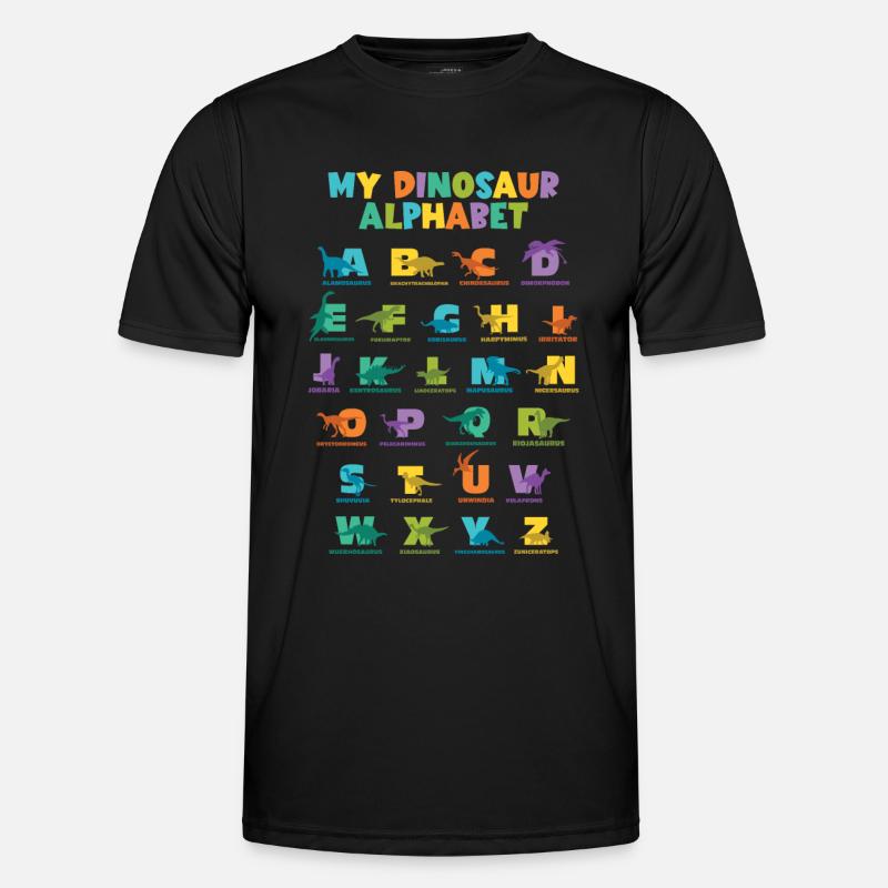 Dinosaurier Alphabet Learn Primer Geschenk - Männer Funktions-T-Shirt - Schwarz