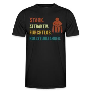 Stark Attraktiv Furchtlos Rollstuhlfahrer Rolli - Männer Funktions-T-Shirt - Schwarz - Vorne - AI Model Male 178 dark (178cm)