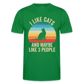 I like Cats Gift Humor Animals - Men's Functional T-Shirt - kelly green - Front - AI Model Male 178 dark (178cm)