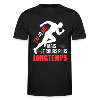 Running Cadeau Anniversaire 40 Ans Humour Coureur - T-shirt sport Homme - noir - Devant - AI Model Male 178 dark (178cm)
