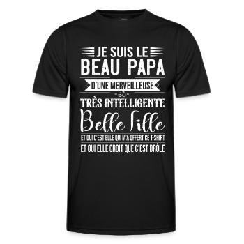 Beau Papa Belle Fille Cadeau Humour Fête Des Pères - T-shirt sport Homme - noir - Devant - AI Model Male 178 dark (178cm)