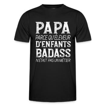Papa Badass Humour Homme Cadeau Citation Drôle - T-shirt sport Homme - noir - Devant - AI Model Male 178 dark (178cm)