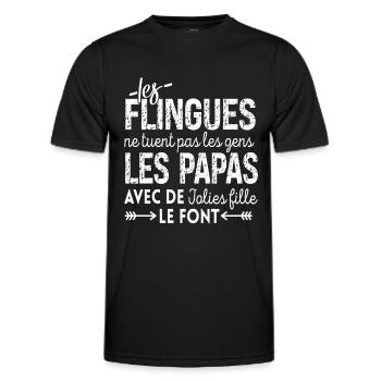 Papa Flingueur Humour Homme Cadeau Citation Drôle - T-shirt sport Homme - noir - Devant - AI Model Male 178 dark (178cm)