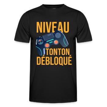 Futur Tonton Gamer Annonce Grossesse Oncle - T-shirt sport Homme - noir - Devant - AI Model Male 178 dark (178cm)