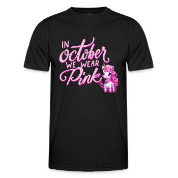 Cancer Du Sein Octobre Rose Ruban Licorne - T-shirt sport Homme - noir - Devant - AI Model Male 178 dark (178cm)