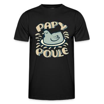 Papy Poule Humour Cadeau Fête Des Grands Pères - T-shirt sport Homme - noir - Devant - AI Model Male 178 dark (178cm)