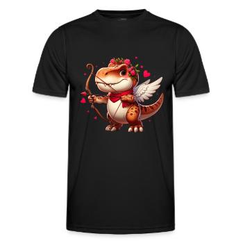 Cupidon T-Rex Saint Valentin dinosaure amour flèche - T-shirt sport Homme - noir - Devant - AI Model Male 178 dark (178cm)