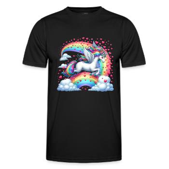 Licorne Saint-Valentin arc-en-ciel coeurs fantaisie - T-shirt sport Homme - noir - Devant - AI Model Male 178 dark (178cm)