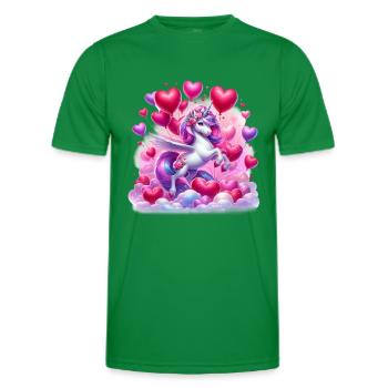 Einhorn Herz Ballons Liebe Valentinstag - Männer Funktions-T-Shirt - Kelly Green - Vorne - AI Model Male 178 dark (178cm)
