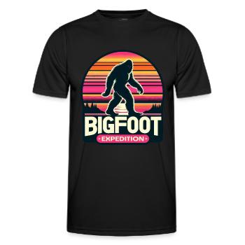 Bigfoot Expedition Hiking | Sasquatch Hunter - Men's Functional T-Shirt - black - Front - AI Model Male 178 dark (178cm)