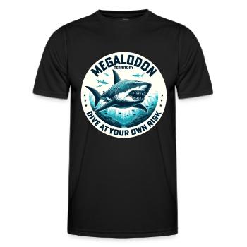 Megalodon Territory Alert | Ocean Shark Diving - Men's Functional T-Shirt - black - Front - AI Model Male 178 dark (178cm)