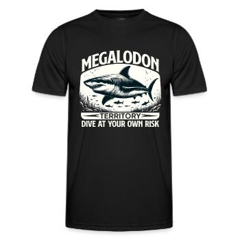 Megalodon Territory Alert | Ocean Shark Diving - Men's Functional T-Shirt - black - Front - AI Model Male 178 dark (178cm)