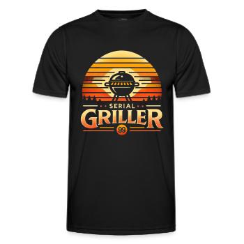 Serial Griller Gift Father BBQ Master - Men's Functional T-Shirt - black - Front - AI Model Male 178 dark (178cm)