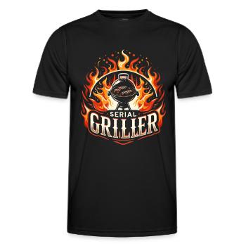 Serial Griller Gift Father BBQ Master - Men's Functional T-Shirt - black - Front - AI Model Male 178 dark (178cm)