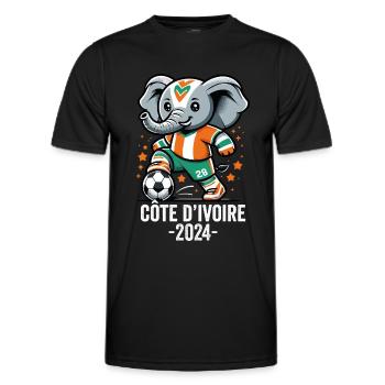 Elfenbeinküste 2024 Ivorischer Elefant Fußball Trikot - Männer Funktions-T-Shirt - Schwarz - Vorne - AI Model Male 178 dark (178cm)