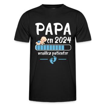 Cadeau Papa Annonce Grossesse Futur Père 2024 - T-shirt sport Homme - noir - Devant - AI Model Male 178 dark (178cm)