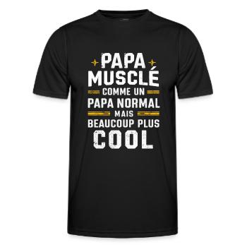 Muscular Dad Gift Father's Day Humor - Men's Functional T-Shirt - black - Front - AI Model Male 178 dark (178cm)