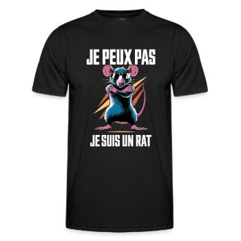 Rats Radin Humour Je Peux Pas Je Suis Un Rat - T-shirt sport Homme - noir - Devant - AI Model Male 178 dark (178cm)