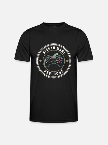 Husband Level Unlocked Wedding Gamer - Men's Functional T-Shirt - black