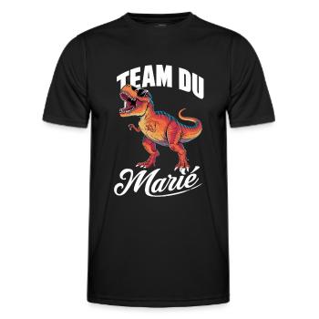 Mariage Homme Dinosaure Team Du Marié T-Rex - T-shirt sport Homme - noir - Devant - AI Model Male 178 dark (178cm)
