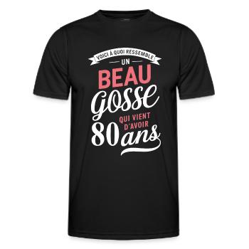 A handsome 80 year old funny birthday gift - Men's Functional T-Shirt - black - Front - AI Model Male 178 dark (178cm)