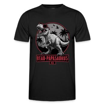 Handsome Papasaurus Rex Gift Stepfather Dinosaur - Men's Functional T-Shirt - black - Front - AI Model Male 178 dark (178cm)
