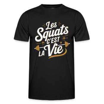 Squats are life bodybuilding fitness - Men's Functional T-Shirt - black - Front - AI Model Male 178 dark (178cm)