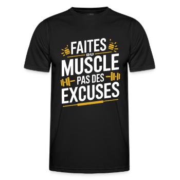 Muskelaufbau statt Ausreden Fitnesssport - Männer Funktions-T-Shirt - Schwarz - Vorne - AI Model Male 178 dark (178cm)