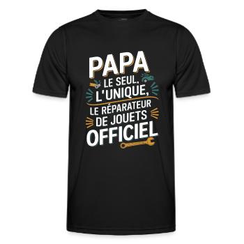 Daddy the Only, the Unique, the Toy Repairman - Men's Functional T-Shirt - black - Front - AI Model Male 178 dark (178cm)