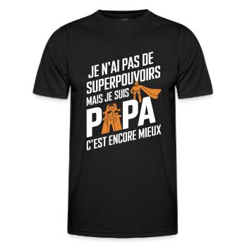 I don't have superpowers I'm a gift dad - Men's Functional T-Shirt - black - Front - AI Model Male 178 dark (178cm)