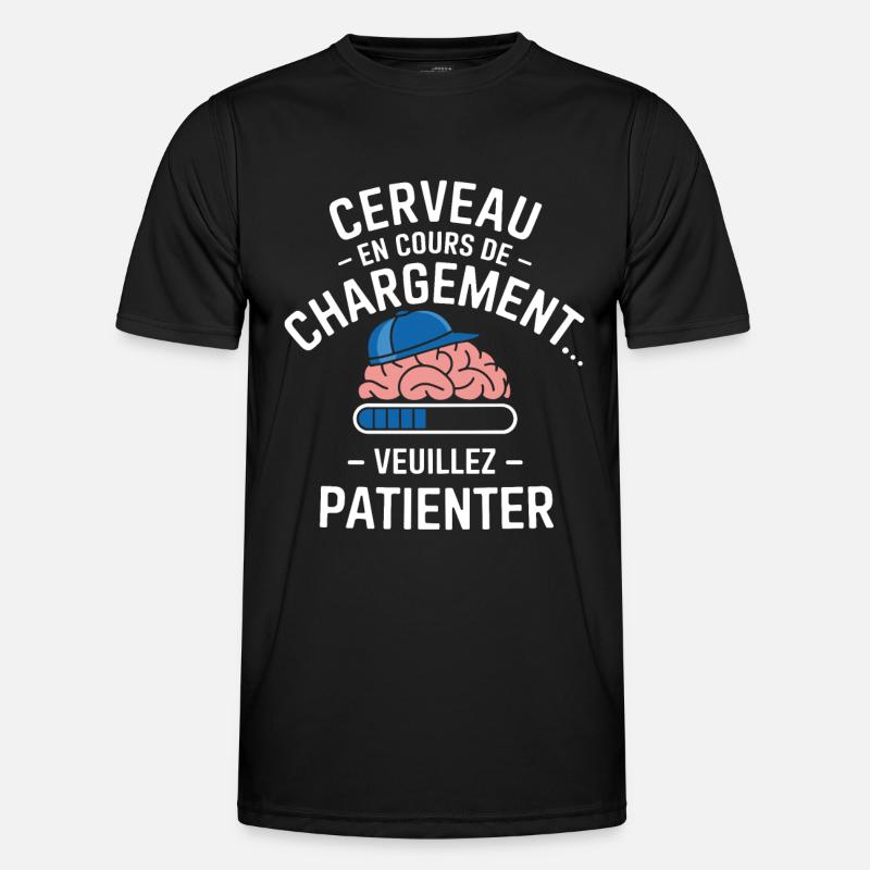 Brain Loading Warten Lustig - Männer Funktions-T-Shirt - Schwarz