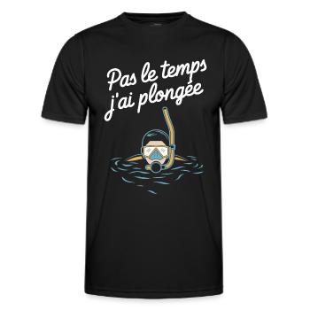 Pas Le Temps J'ai Plongée Sous Marine Humour - T-shirt sport Homme - noir - Devant - AI Model Male 178 dark (178cm)