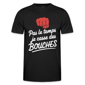Pas Le Temps Je Casse Des Bouches Humour Bagarre - T-shirt sport Homme - noir - Devant - AI Model Male 178 dark (178cm)