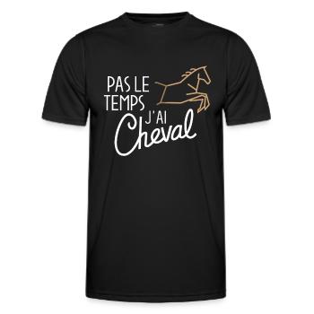 Pas Le Temps J'ai Cheval Passion Cavalier - T-shirt sport Homme - noir - Devant - AI Model Male 178 dark (178cm)