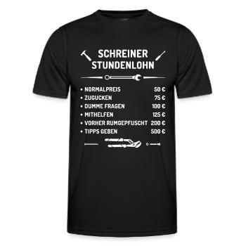 Schreiner Stundenlohn - Männer Funktions-T-Shirt - Schwarz - Vorne - AI Model Male 178 dark (178cm)
