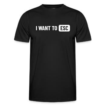 I want to ESC - Computer Scientist, Developer Gift - Men's Functional T-Shirt - black - Front - AI Model Male 178 dark (178cm)