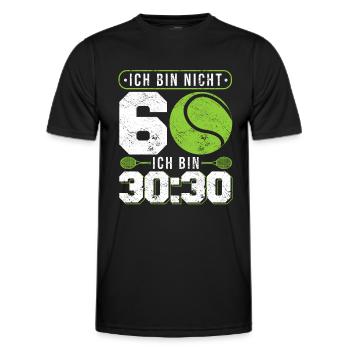 Nicht 60 Ich bin 30:30 für 60. Geburtstag Tennis - Männer Funktions-T-Shirt - Schwarz - Vorne - AI Model Male 178 dark (178cm)