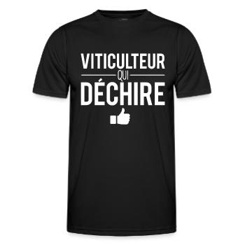 Cadeau viticulteur qui déchire métier vin vigne - T-shirt sport Homme - noir - Devant - AI Model Male 178 dark (178cm)