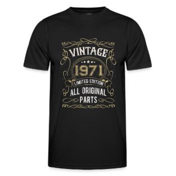 Born in 1971 Birthday gift 51 years - Men's Functional T-Shirt - black - Front - AI Model Male 178 dark (178cm)