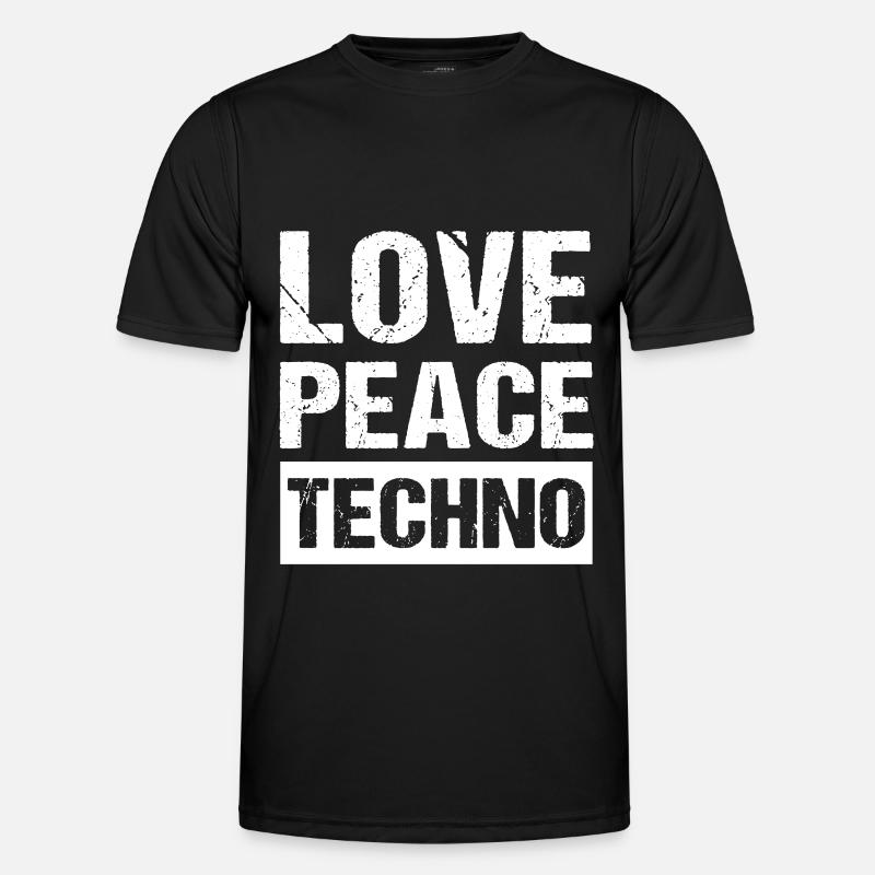Love Peace Techno - Männer Funktions-T-Shirt - Schwarz