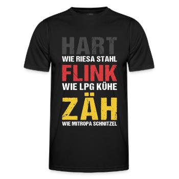 Hart wie Riesa Stahl Ossi DDR Ostdeutschland - Männer Funktions-T-Shirt - Schwarz - Vorne - AI Model Male 178 dark (178cm)