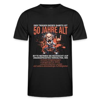 DER TRÄGER DIESES SHIRTS IST 50 JAHRE ALT - Männer Funktions-T-Shirt - Schwarz - Vorne - AI Model Male 178 dark (178cm)