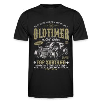 OLDTIMER WERDEN NICHT ALT 1974 50 JAHRE - Männer Funktions-T-Shirt - Schwarz - Vorne - AI Model Male 178 dark (178cm)
