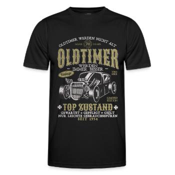 OLDTIMER WERDEN NICHT ALT 1954 70 JAHRE - Männer Funktions-T-Shirt - Schwarz - Vorne - AI Model Male 178 dark (178cm)